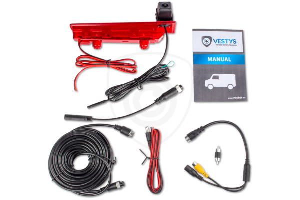 Inhoud van de verpakking van de achteruitrijcamera voor de Volkswagen T5 en T6 Inhoud van de verpakking van de achteruitrijcamera voor de Volkswagen T5 en T6