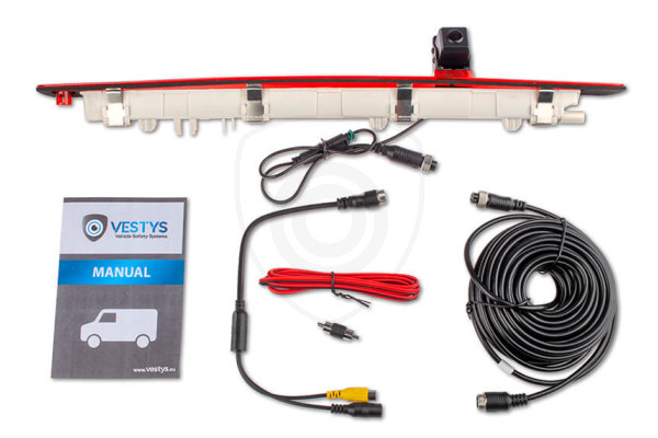 Inhoud van de verpakking van de achteruitrijcamera voor de Mercedes-Benz Vito 3 Inhoud van de verpakking van de achteruitrijcamera voor de Mercedes-Benz Vito 3