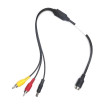 Y-adapter van 4-polig mannelijk / 2x Cinch mannelijk + voeding mannelijk