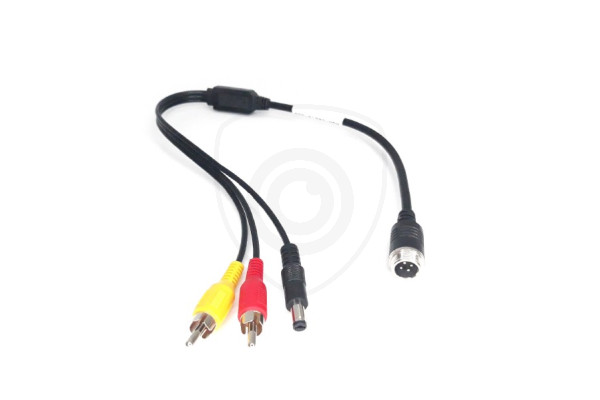 Y-adapter van 4-polig mannelijk / 2x Cinch mannelijk + voeding mannelijk