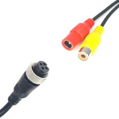 Y-adapter 4-polig vrouwelijk / 1x Cinch vrouwelijk + voeding vrouwelijk