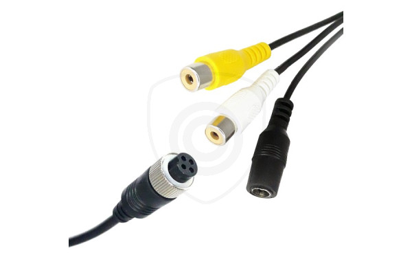 Y-adapter 4-pin vrouwelijk / 2x RCA vrouwelijk + voeding vrouwelijk