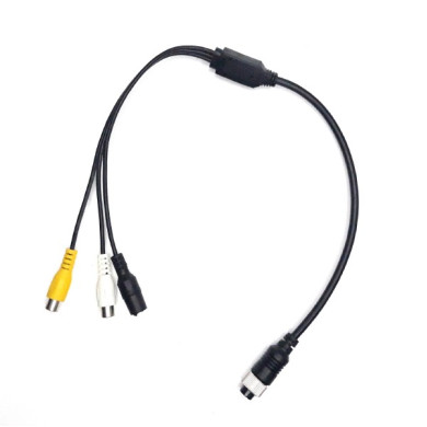 Y-adapter 4-pin vrouwelijk / 2x RCA vrouwelijk + voeding vrouwelijk