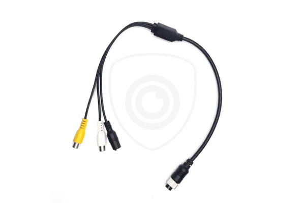 Y-adapter 4-pin vrouwelijk / 2x RCA vrouwelijk + voeding vrouwelijk