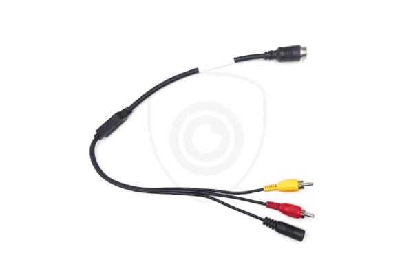 Y-adapter 4-pin mannelijk / 2x RCA mannelijk + DC-voeding vrouwelijk