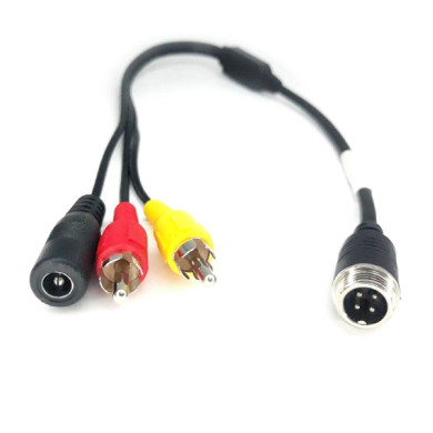 Y-adapter 4-pin mannelijk / 2x RCA mannelijk + DC-voeding vrouwelijk