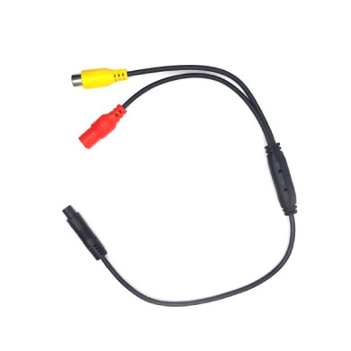 Y-adapter van vierpolige Mini man naar 1x Cinch vrouwelijk + stroomvoorziening vrouwelijk