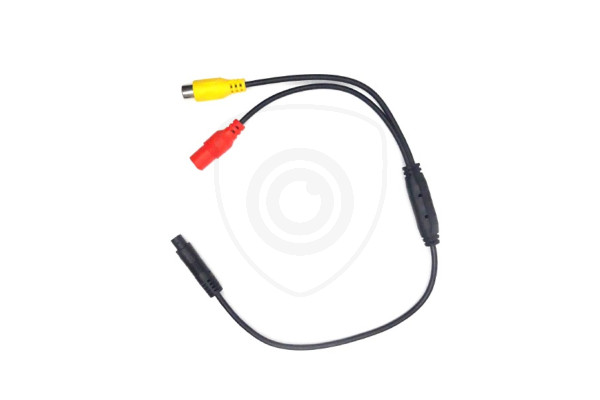 Y-adapter van vierpolige Mini man naar 1x Cinch vrouwelijk + stroomvoorziening vrouwelijk