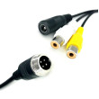 Y-adapter vierpolig man / 2x Cinch vrouwelijk + stroomvoorziening vrouwelijk