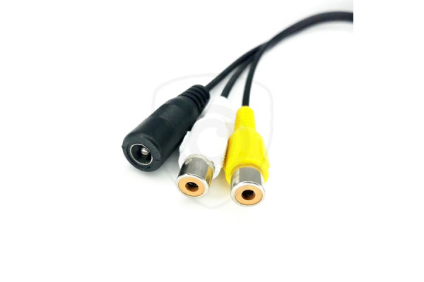 Y-adapter vierpolig man / 2x Cinch vrouwelijk + stroomvoorziening vrouwelijk