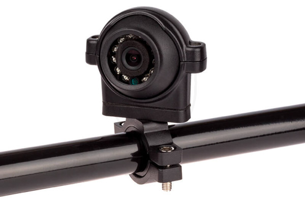 Dodehoekcamera VESTYS ROUND voor vrachtwagens, tractoren, maaidorsers – met ronde stanghouder