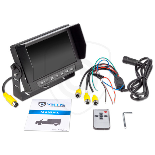 Inhoud van de verpakking van de VESTYS AHD 7 inch monitor
