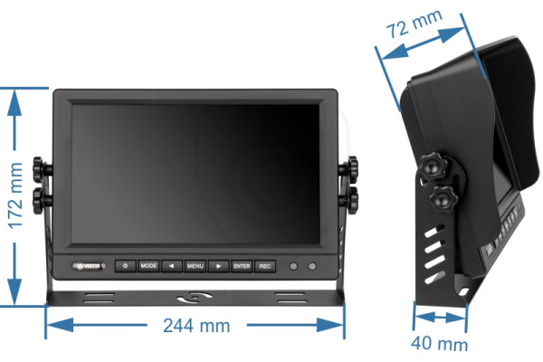 Monitor voor bedrijfsvoertuigen VESTYS AHD 9″ Quad