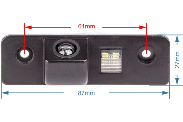 Afmetingen van de achteruitrijcamera voor Škoda Octavia 2 en Roomster Afmetingen van de achteruitrijcamera voor Škoda Octavia 2 en Roomster