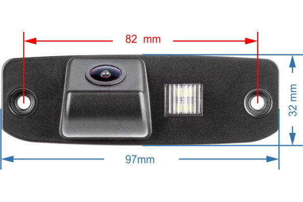 Afmetingen van de Achteruitrijcamera voor Kia Ceed, Sportage, Carens en andere Afmetingen van de Achteruitrijcamera voor Kia Ceed, Sportage, Carens en andere