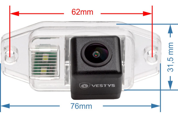 Afmetingen van de achteruitrijcamera voor Toyota Land Cruiser J100, J120 en J200 Afmetingen van de achteruitrijcamera voor Toyota Land Cruiser J100, J120 en J200