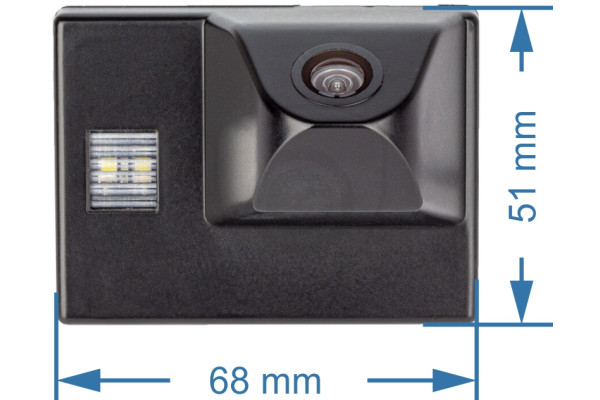 Afmetingen van de achteruitrijcamera voor Toyota Land Cruiser J100, J120, J150 en J200 Afmetingen van de achteruitrijcamera voor Toyota Land Cruiser J100, J120, J150 en J200