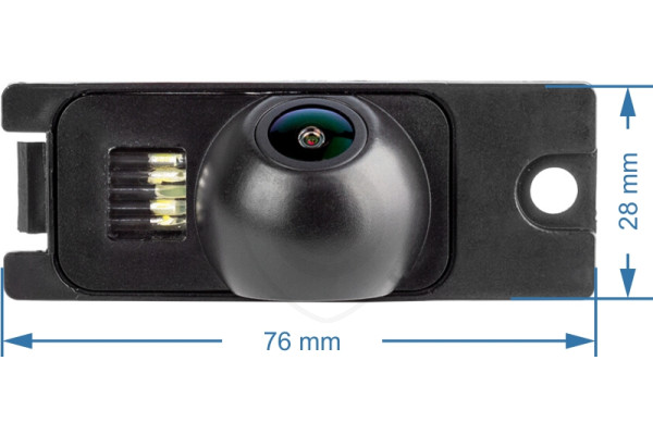 Afmetingen van de achteruitrijcamera voor Volvo S80, S60, V70 en XC70 Afmetingen van de achteruitrijcamera voor Volvo S80, S60, V70 en XC70