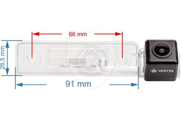 Afmetingen van de Achteruitrijcamera voor Škoda Octavia 2 en Roomster Afmetingen van de Achteruitrijcamera voor Škoda Octavia 2 en Roomster