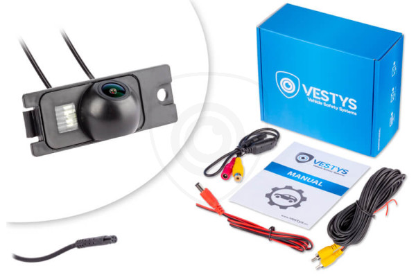 Inhoud van de verpakking van de achteruitrijcamera voor Volvo S80, S60, V70 en XC70 Inhoud van de verpakking van de achteruitrijcamera voor Volvo S80, S60, V70 en XC70