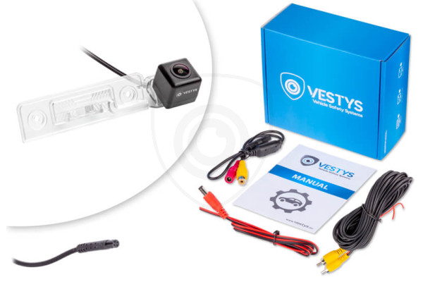 Inhoud van de verpakking van de Achteruitrijcamera voor Škoda Octavia 2 en Roomster Inhoud van de verpakking van de Achteruitrijcamera voor Škoda Octavia 2 en Roomster