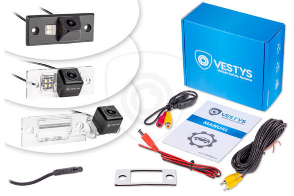 Inhoud van de verpakking van de achteruitrijcamera voor Škoda Fabia en Yeti Inhoud van de verpakking van de achteruitrijcamera voor Škoda Fabia en Yeti