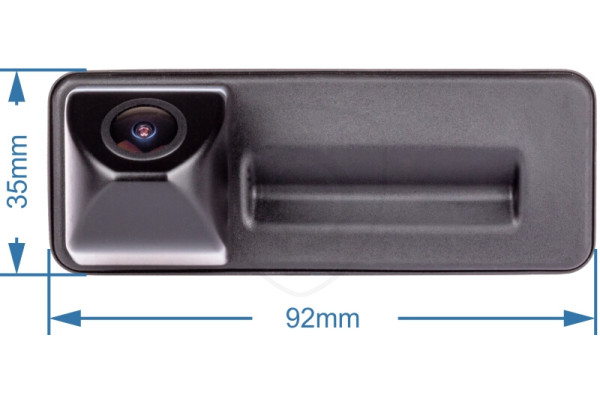 Afmetingen van de achteruitrijcamera in de handgreep van de achterklep Afmetingen van de achteruitrijcamera in de handgreep van de achterklep