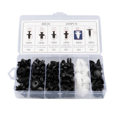 Set clips voor bekleding en carrosserie van de auto
