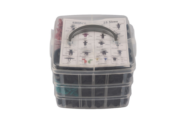 Set clips en bevestigingsmaterialen voor de auto – 680 klemmen + 45 stuks gereedschap en accessoires