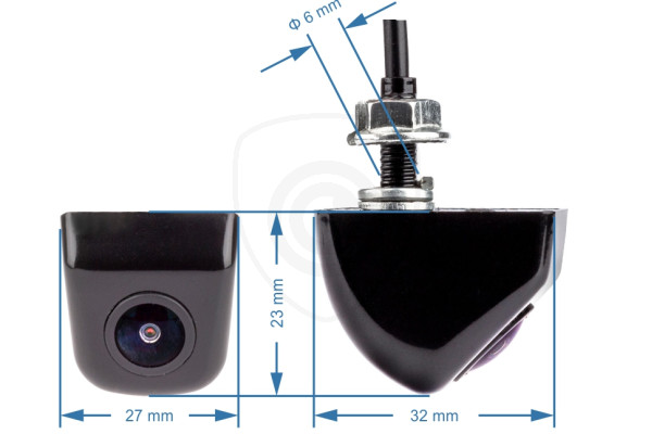Afmetingen van de achteruitrijcamera UNI-METAL Afmetingen van de achteruitrijcamera UNI-METAL