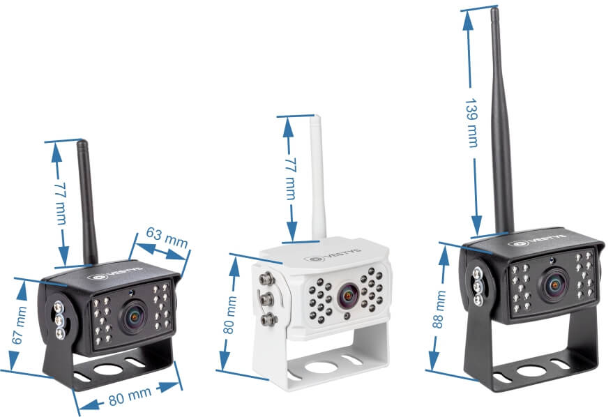 Afmetingen wifi-set achteruitrijcamera AHD