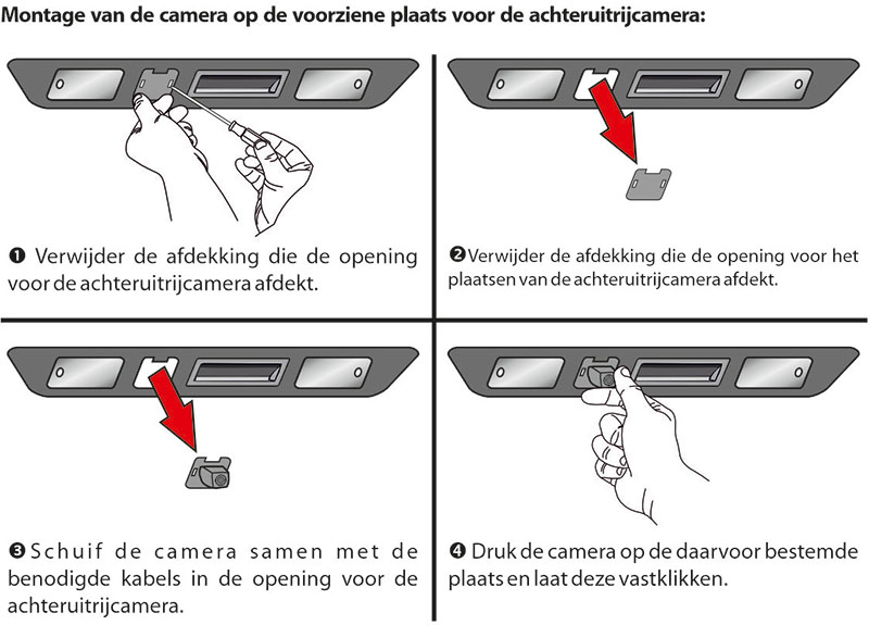 installatie van een achteruitrijcamera in de originele uitsparing